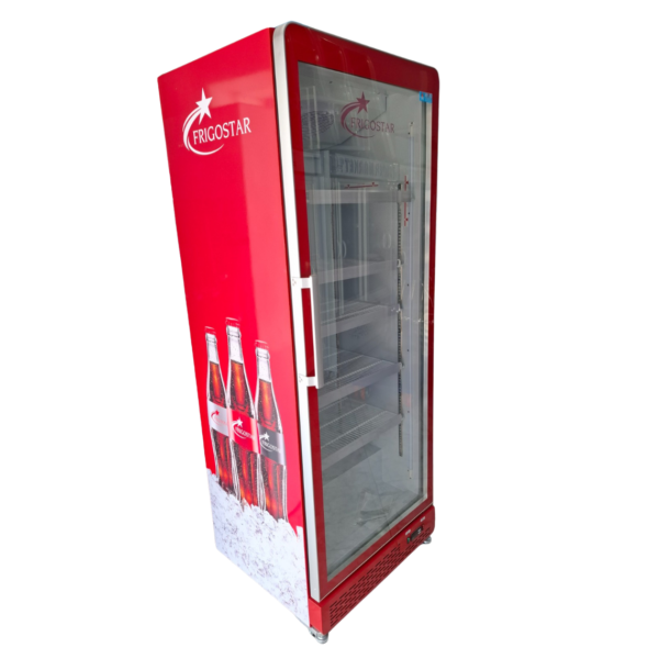 Armoire positive vitrée 1 porte 605L FRIGOSTAR rouge