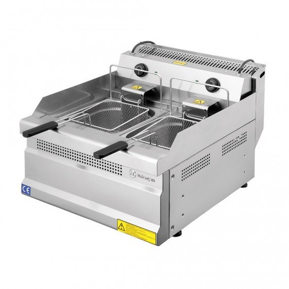 Friteuse Électrique Professionnelle 2 Bacs 10L (5+5L) – 6 kW – 230V – Friteuse Pro Inox Tunisie