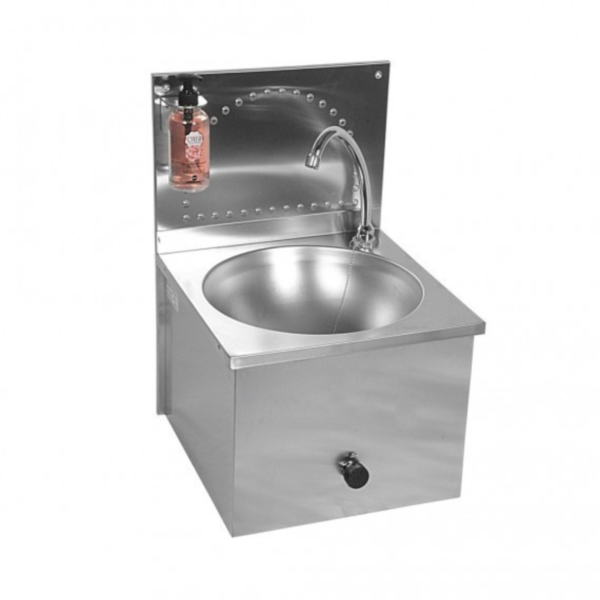 Lave Main Commande à Genou en Inox avec Robinet Col de Cygne