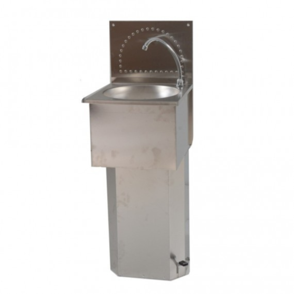 Lave Main Commande à Pédale en Inox avec Robinet Col de Cygne