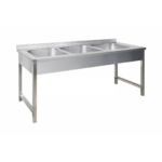 Plonge Inox 3 Bacs sur Socle – 190×70×85 cm