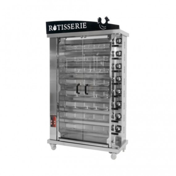 Rôtissoire à Gaz Inox 8 Broches Le Coq – Capacité 40 Poulets