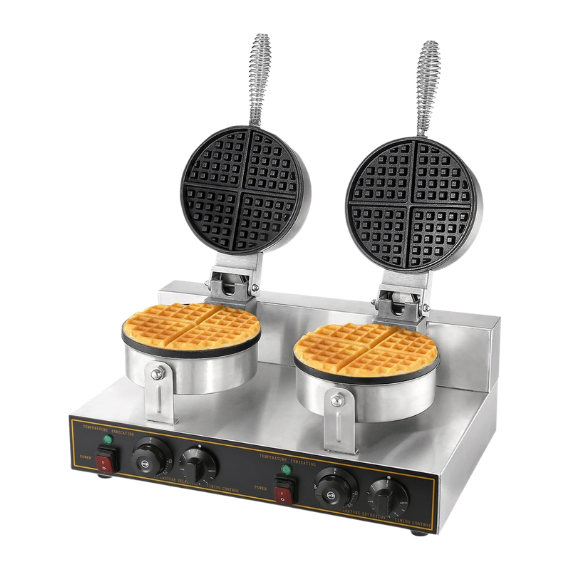 Gaufrier Rond Double Professionnel 2,4KW – Double Plaques pour Snack et Restaurant