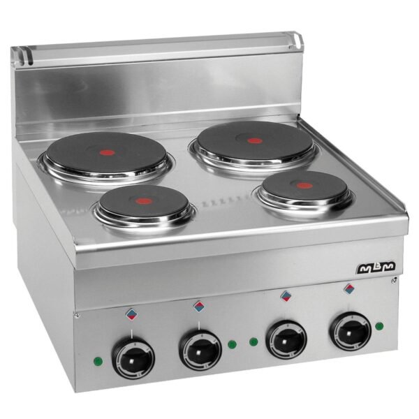 Fourneau Électrique Professionnel MBM E46 – 4 Plaques Rondes Top Inox
