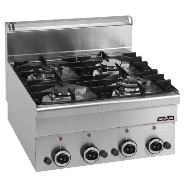 Fourneau à Gaz Professionnel MBM G4S6 – 4 Feux Vifs Top Inox