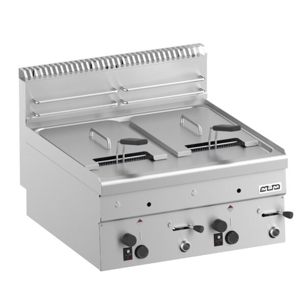 Friteuse Professionnelle Gaz MBM GF66 Double Cuve 8+8 Litres – 2 Paniers avec Zone Froide