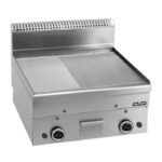 Plaque de Grillade à Gaz MBM GFT66LR – 1/2 Lisse 1/2 Rainurée Top Inox
