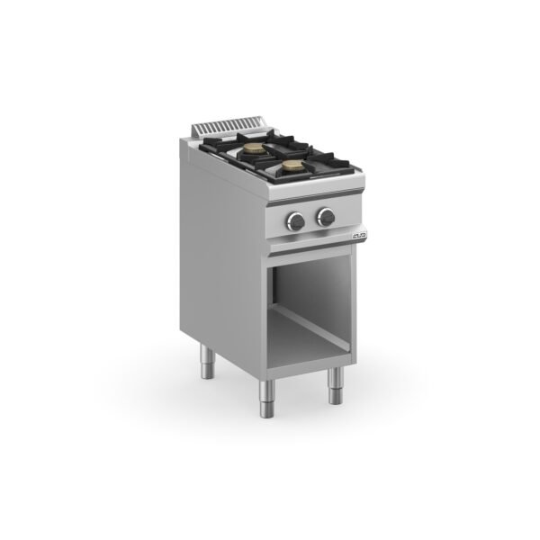 Fourneau à Gaz Professionnel MBM MFB74AXL – 2 Feux Vifs Baie Libre Inox
