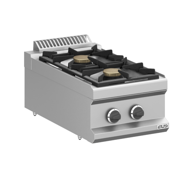 Fourneau à Gaz Professionnel MBM MFB74TXL – 2 Feux Vifs 14 kW Inox