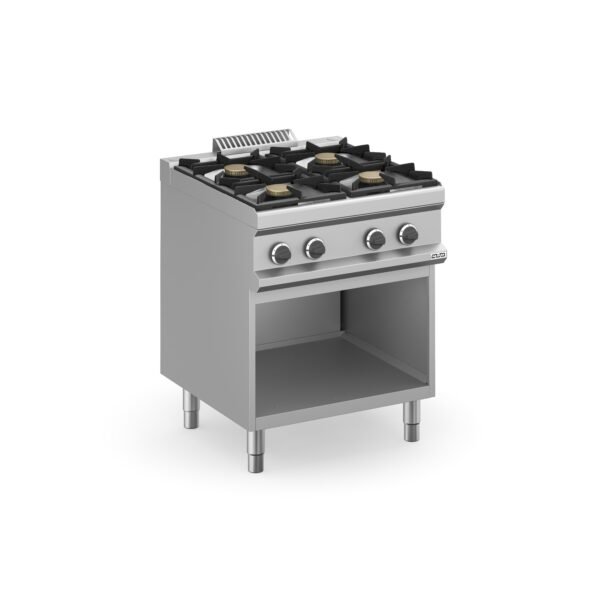 Fourneau à Gaz Professionnel MBM MFB77AXL – 4 Feux Vifs Baie Libre Inox