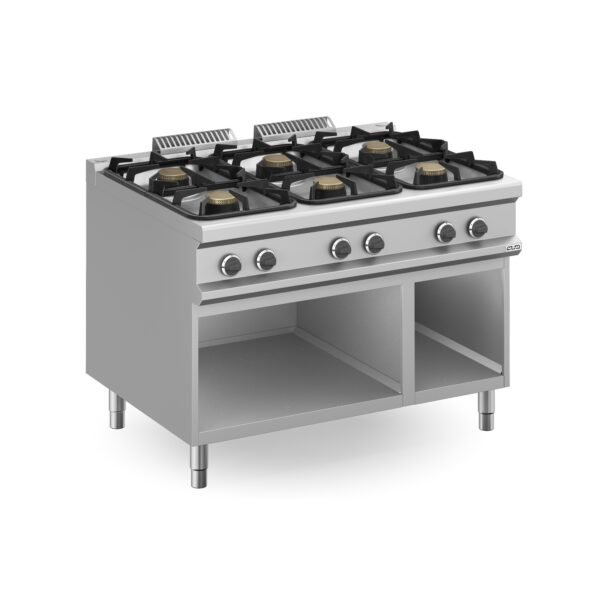 Fourneau à Gaz Professionnel MBM MFB912AXXL – 6 Feux Vifs Baie Libre