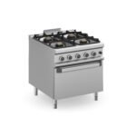 Fourneau à Gaz Professionnel MBM MFB98FGXL – 4 Feux Vifs avec Four Gaz