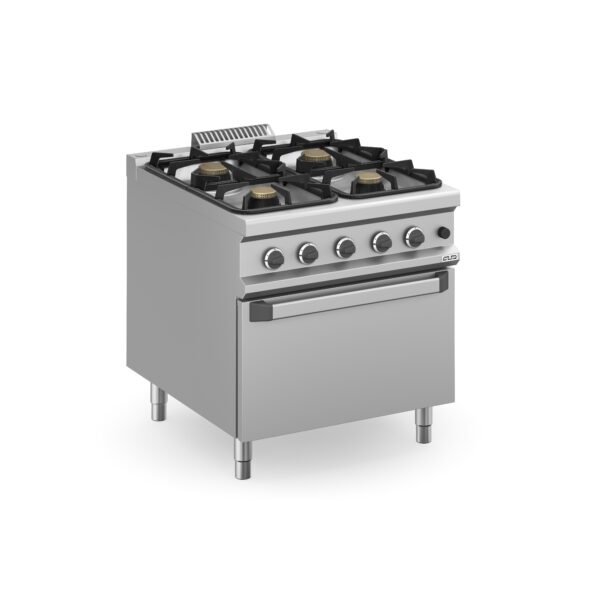 Fourneau à Gaz Professionnel MBM MFB98FGXL – 4 Feux Vifs avec Four Gaz